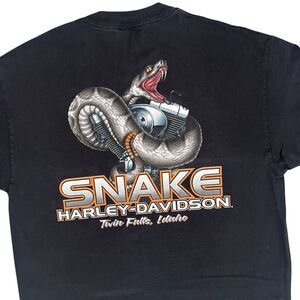 Vintage Harley Davidson T Shirt Y2K 2000 Snake Double Sided Mens L Twin Falls